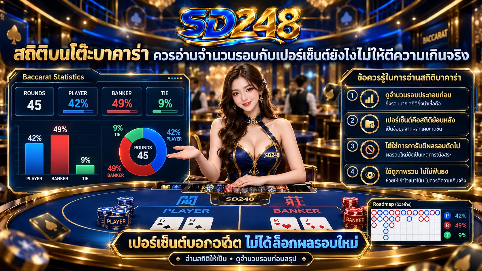 สถิติบนโต๊ะบาคาร่า ควรอ่านจำนวนรอบกับเปอร์เซ็นต์ยังไงไม่ให้ตีความเกินจริง