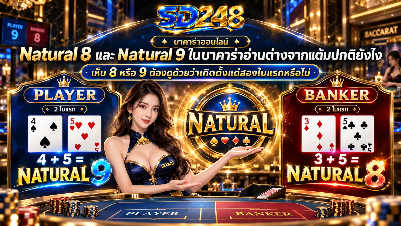 Natural 8 และ Natural 9 ในบาคาร่าอ่านต่างจากแต้มปกติยังไง