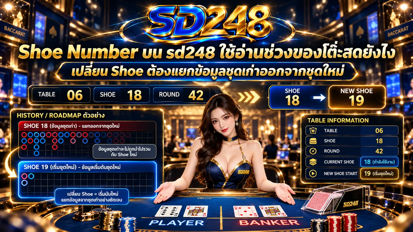 Shoe Number บน sd248 ใช้อ่านช่วงของโต๊ะสดยังไง