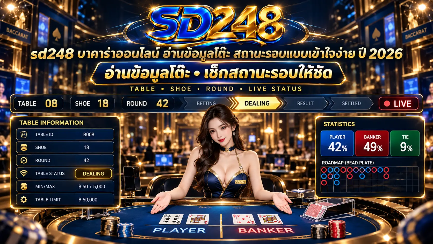 sd248 บาคาร่าออนไลน์ อ่านข้อมูลโต๊ะ สถานะรอบแบบเข้าใจง่าย ปี 2026